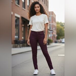 Liverpool Jacqueline Skinny Pant Dark Purple Burgundy Stretch Pullon Work Career